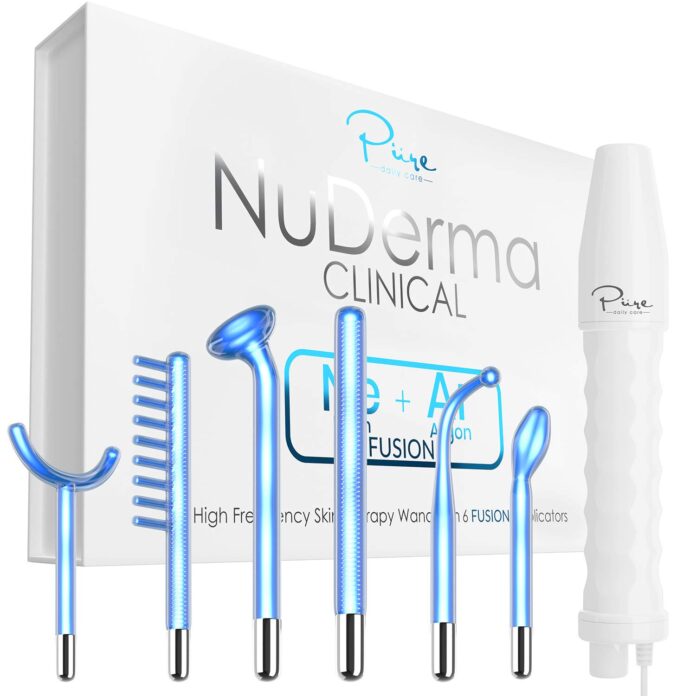 NuDerma Professional Skin Therapy Wand - Portable Handheld High Frequency Skin Therapy Machine